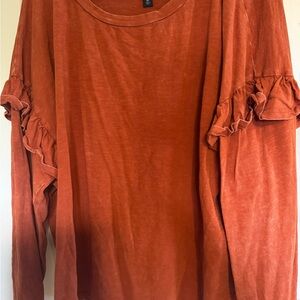 Universal Thread Terracotta Ruffle Sleeve Blouse
